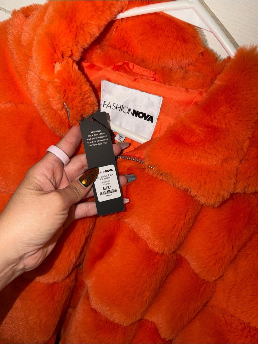 Fashion Nova Vibrant Orange Faux Fur Hooded Jacket - Picture 3 of 3